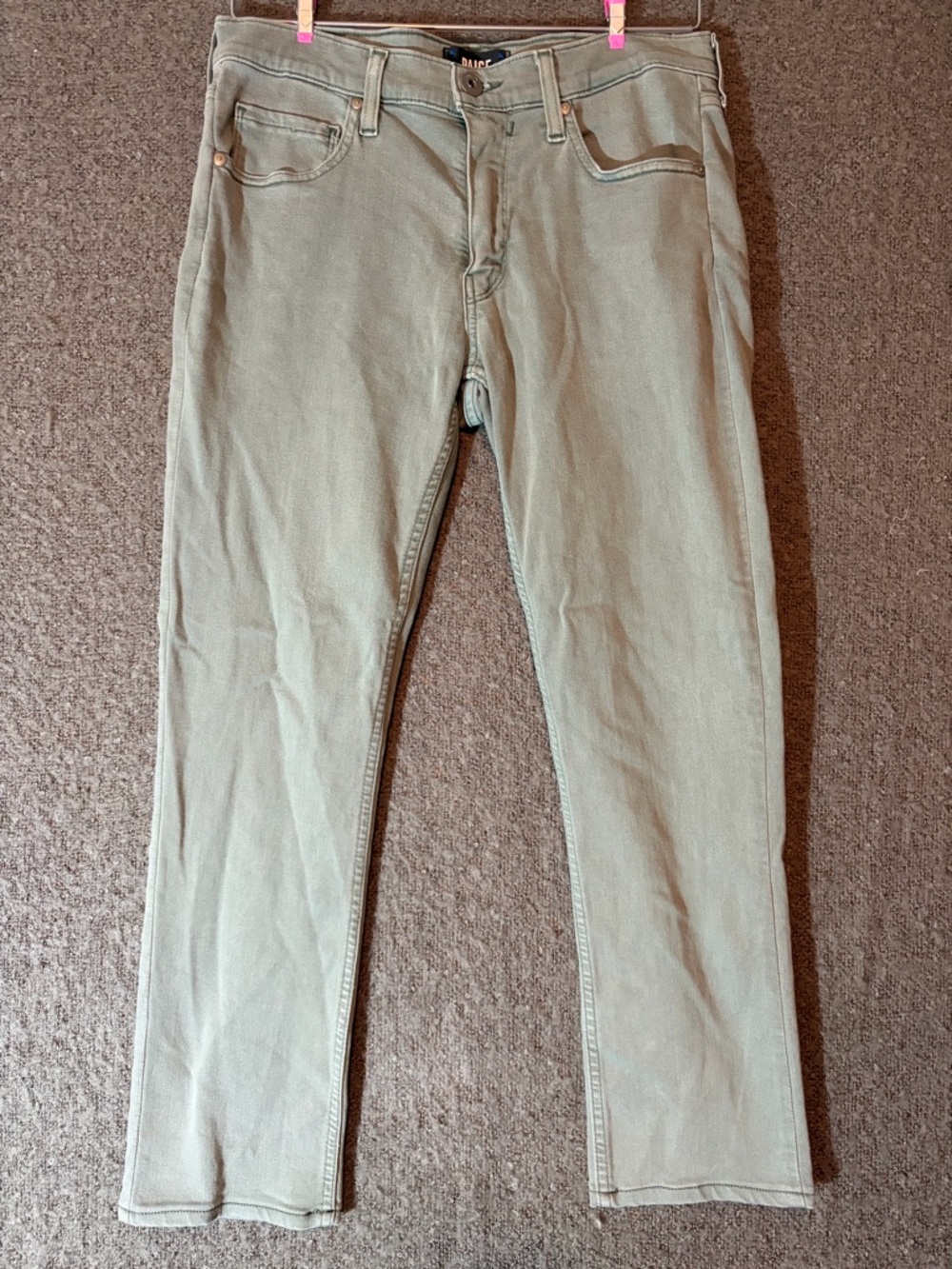 PAIGE Sage Green Straight-Leg Chinos